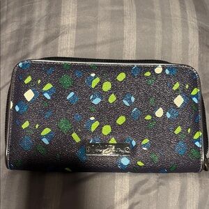 Vera Bradley Navy Wallet with Blue and Green Accents